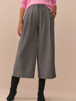 Grijs - N. Premium visgraat culottes met wol