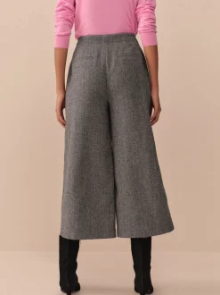 Grijs - N. Premium visgraat culottes met wol