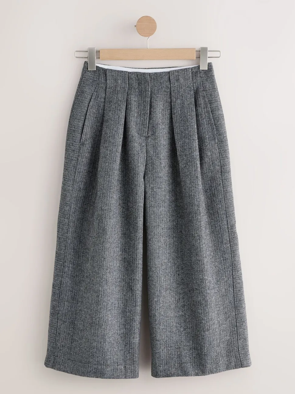 Grijs - N. Premium visgraat culottes met wol