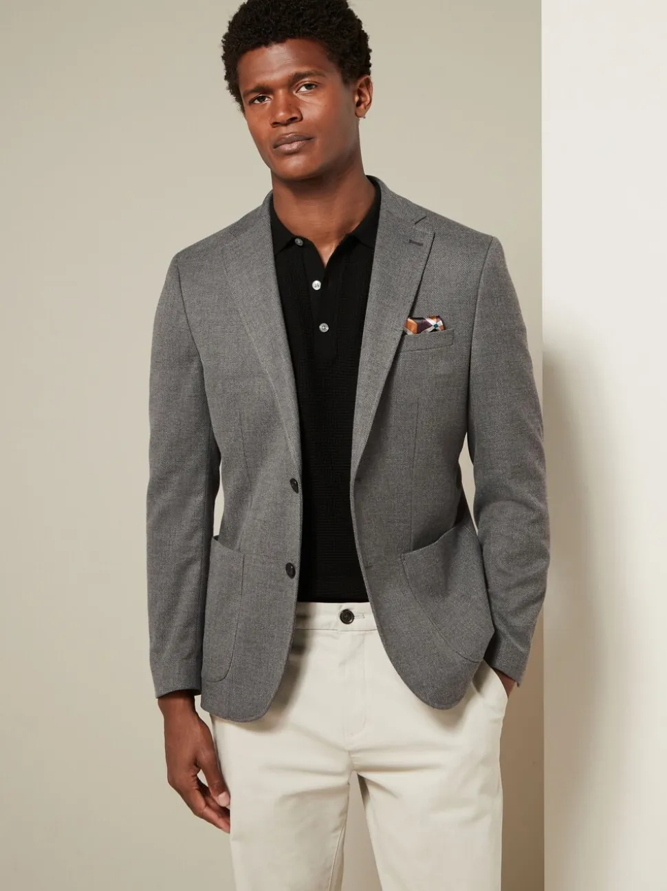 Grijs - Normale Pasvorm - Modieuze blazer met textuur