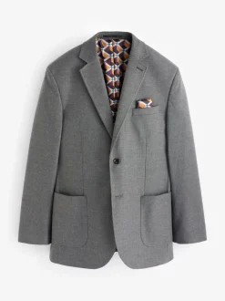 Grijs - Normale Pasvorm - Modieuze blazer met textuur
