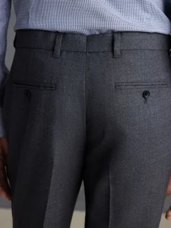 Grijs - Normale Pasvorm - Signature - 100% Wollen broek met Motion Flex-tailleband