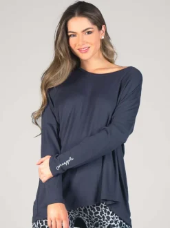 Grijs - Pineapple top met lange mouwen en logo-opschrift voor dames
