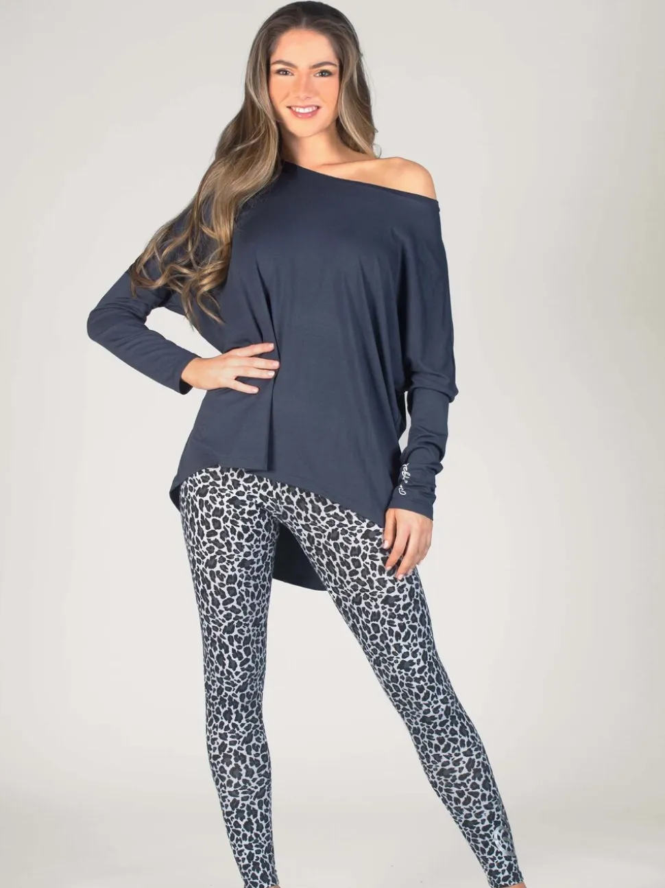 Grijs - Pineapple top met lange mouwen en logo-opschrift voor dames