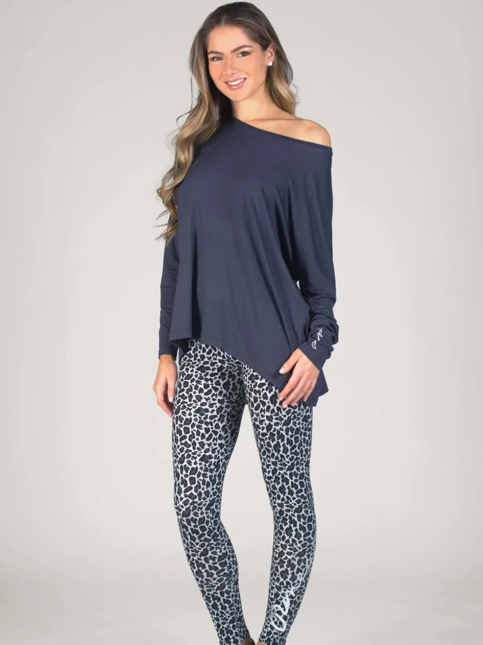 Grijs - Pineapple top met lange mouwen en logo-opschrift voor dames