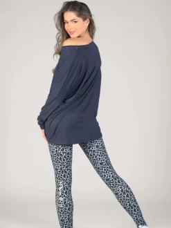 Grijs - Pineapple top met lange mouwen en logo-opschrift voor dames