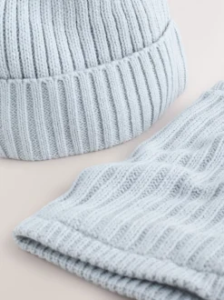Grijs - Pom Beanie Hat & Snood Set 2 Piece (1-16yrs)