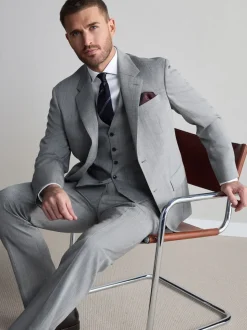 Grijs - Regular Fit Signature Nova Fides 100% Italian Wool Suit Jacket