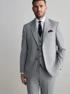 Grijs - Regular Fit Signature Nova Fides 100% Italian Wool Suit Jacket