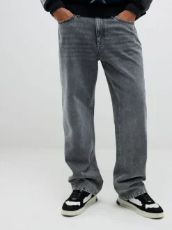 Grijs - River Island Loose Fit Washed Jeans
