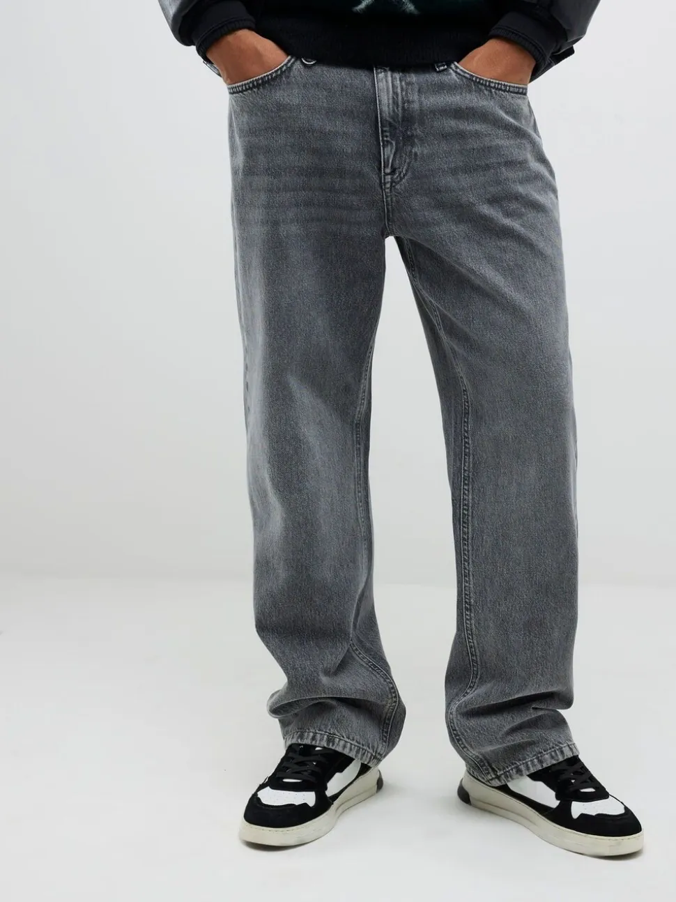 Grijs - River Island Loose Fit Washed Jeans