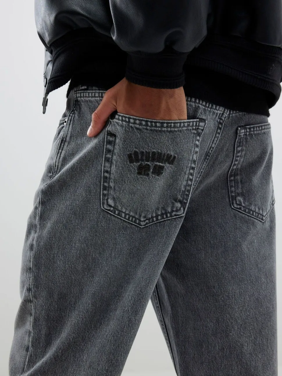 Grijs - River Island Loose Fit Washed Jeans