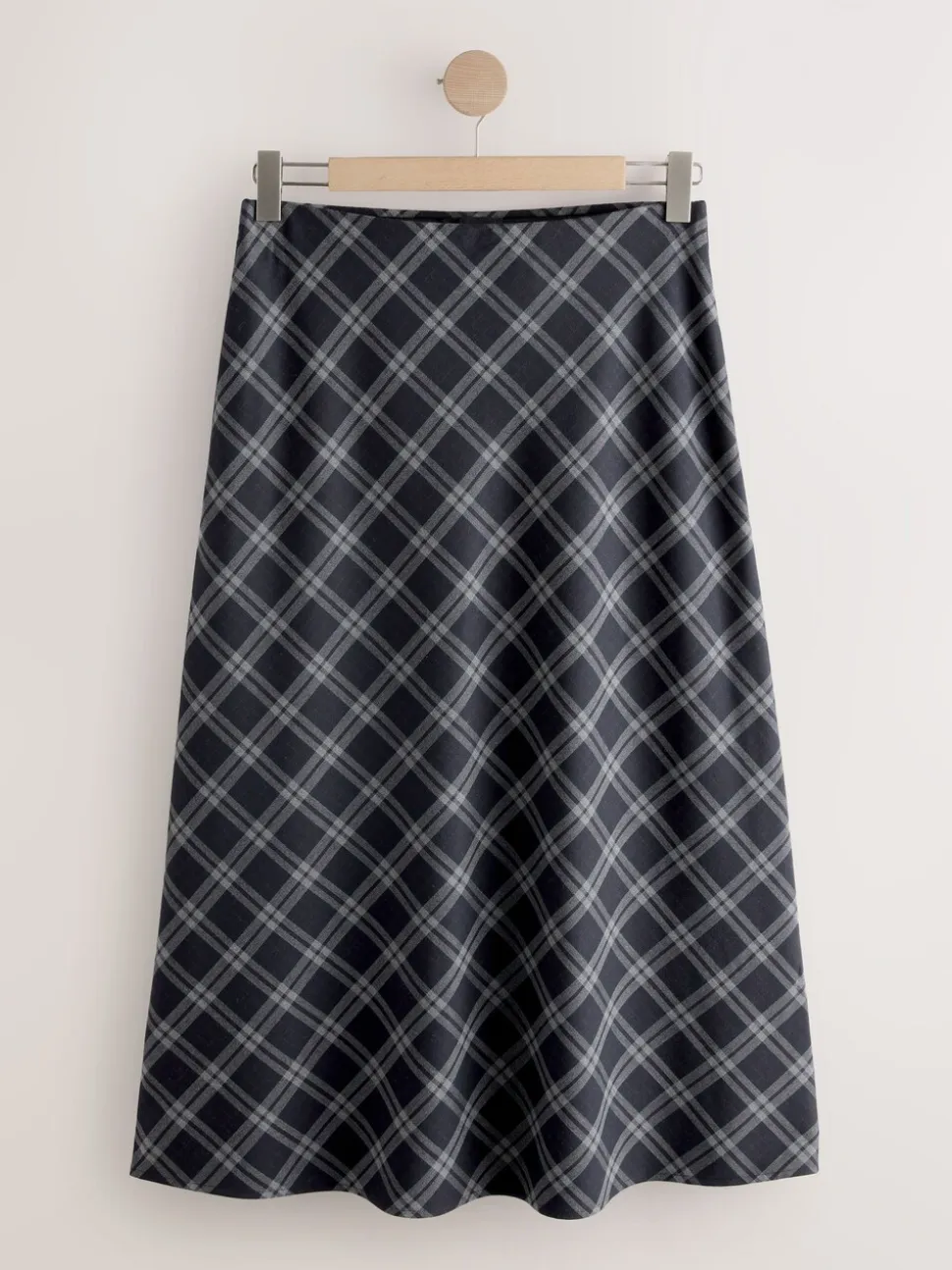 Grijs - Ruit Midi Slip Rok