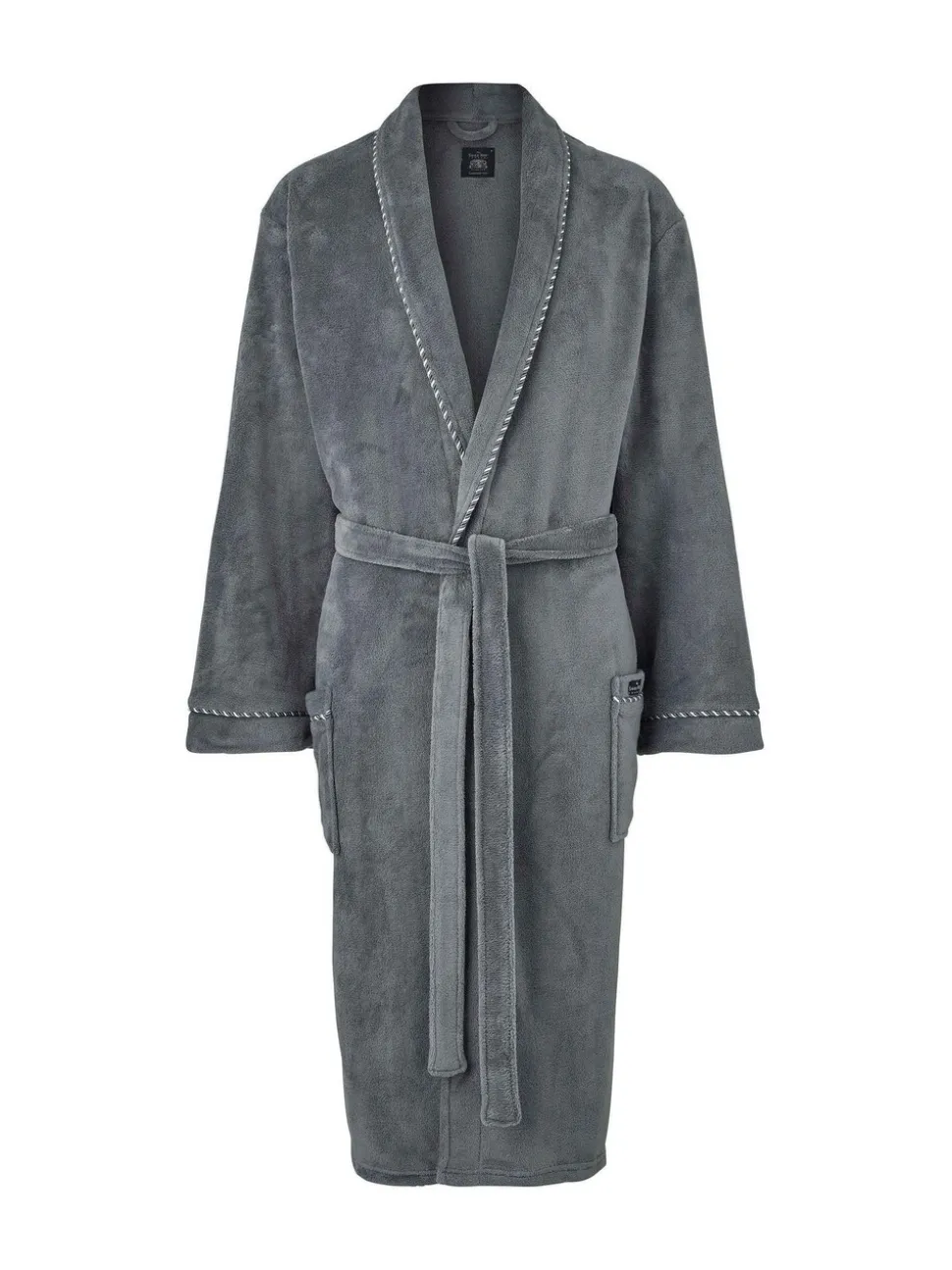 Grijs - Savile Row Company Lightweight Soft Fleece Rope Edge Dressing Gown