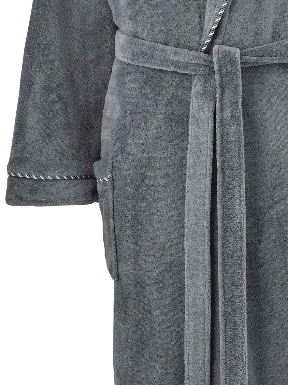 Grijs - Savile Row Company Lightweight Soft Fleece Rope Edge Dressing Gown