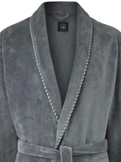 Grijs - Savile Row Company Lightweight Soft Fleece Rope Edge Dressing Gown