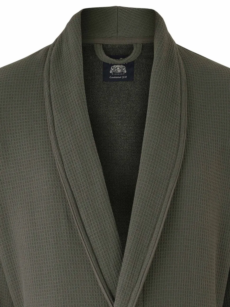 Grijs - Savile Row Company katoenen wafelkatoen kamerjas met badstof voering