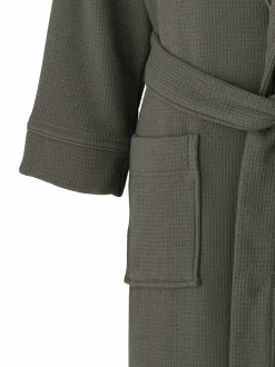 Grijs - Savile Row Company katoenen wafelkatoen kamerjas met badstof voering