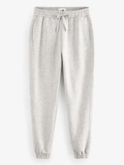 Grijs - Self. joggingbroek met boorden