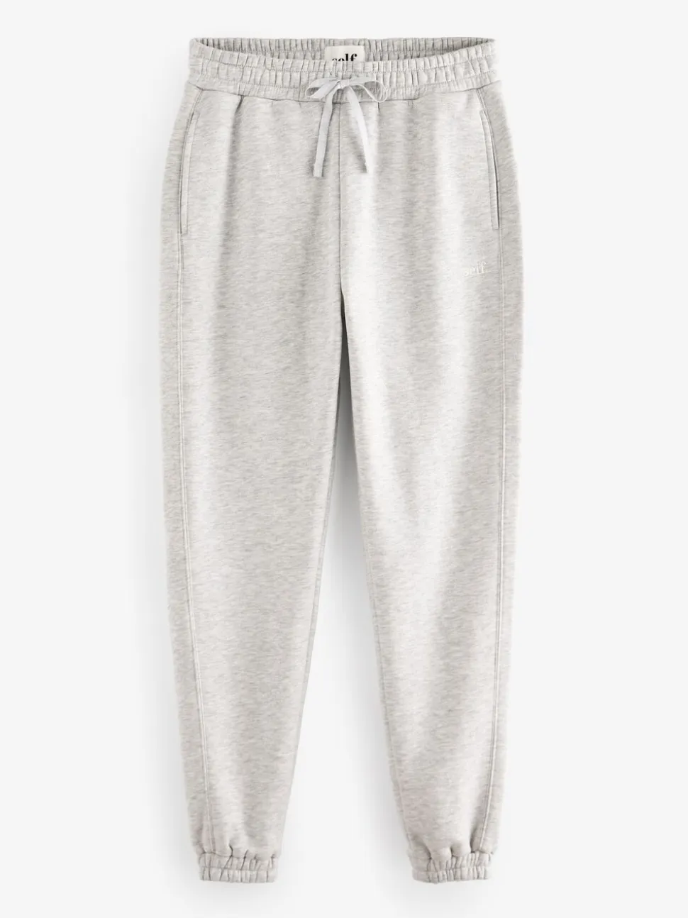 Grijs - Self. joggingbroek met boorden