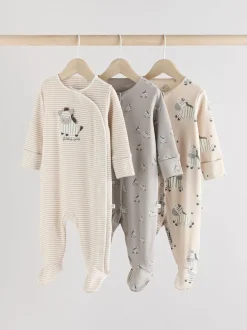 Grijs - Set 3 baby-pyjama's met zebraprint van 100% katoen (0-2jr)