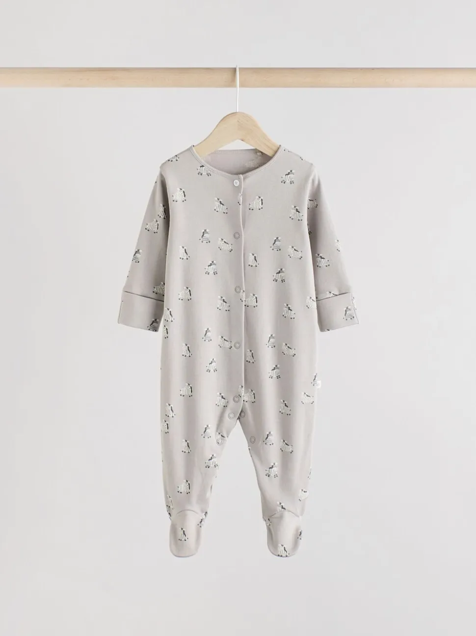 Grijs - Set 3 baby-pyjama's met zebraprint van 100% katoen (0-2jr)