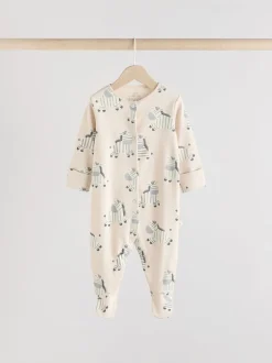Grijs - Set 3 baby-pyjama's met zebraprint van 100% katoen (0-2jr)