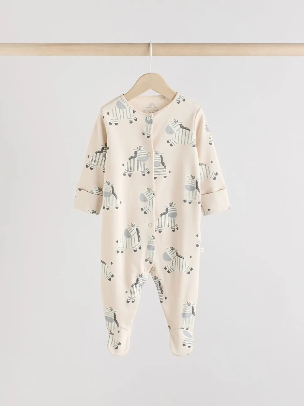 Grijs - Set 3 baby-pyjama's met zebraprint van 100% katoen (0-2jr)