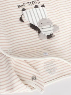 Grijs - Set 3 baby-pyjama's met zebraprint van 100% katoen (0-2jr)