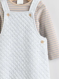 Grijs - Set van gewatteerde jersey tuinbroek en rompertje voor baby's (0mnd-2jr)