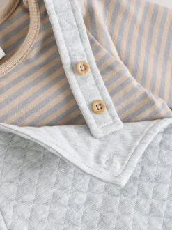 Grijs - Set van gewatteerde jersey tuinbroek en rompertje voor baby's (0mnd-2jr)