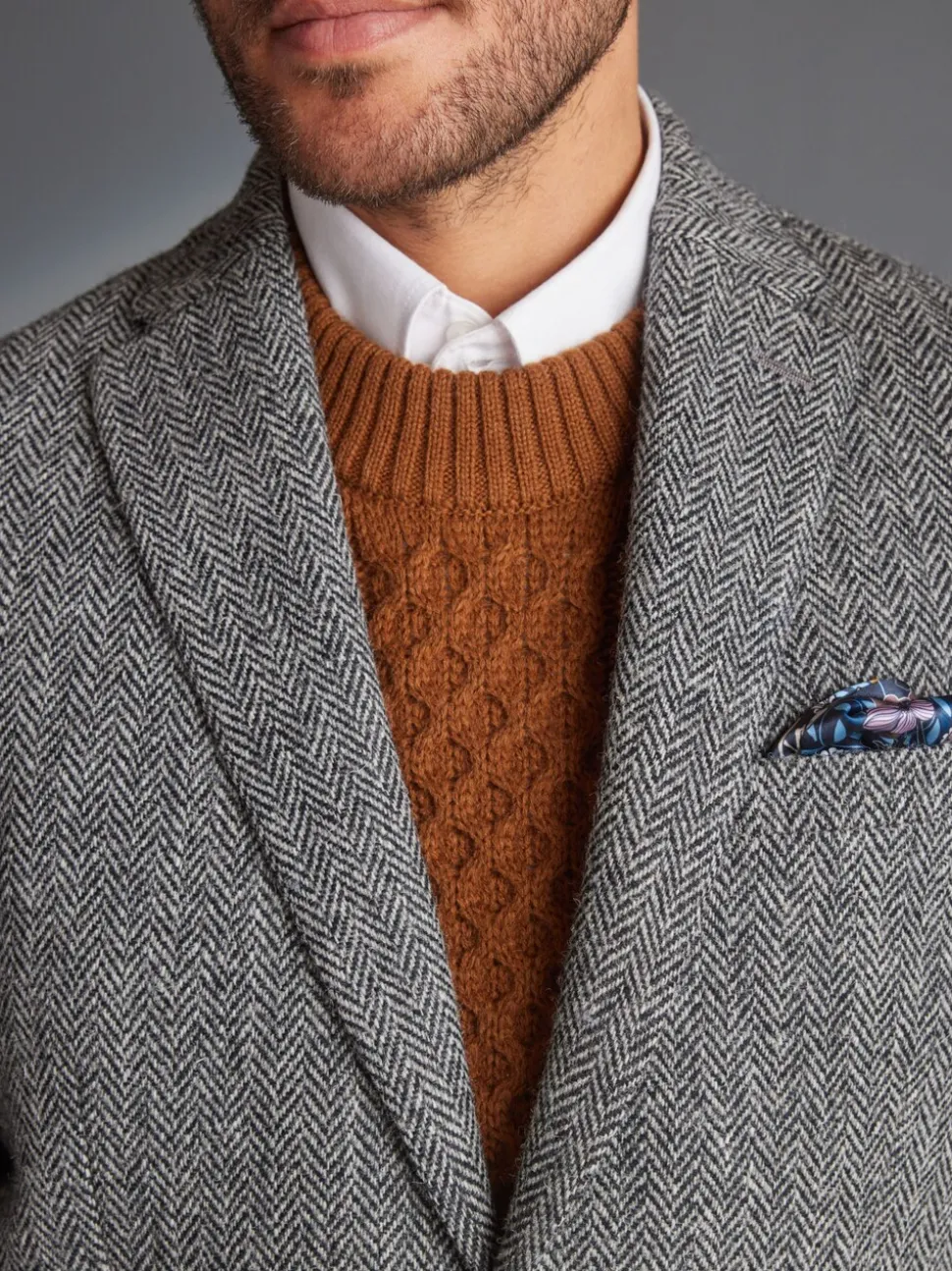 Grijs - Signature - Harris tweed Britse wollen blazer