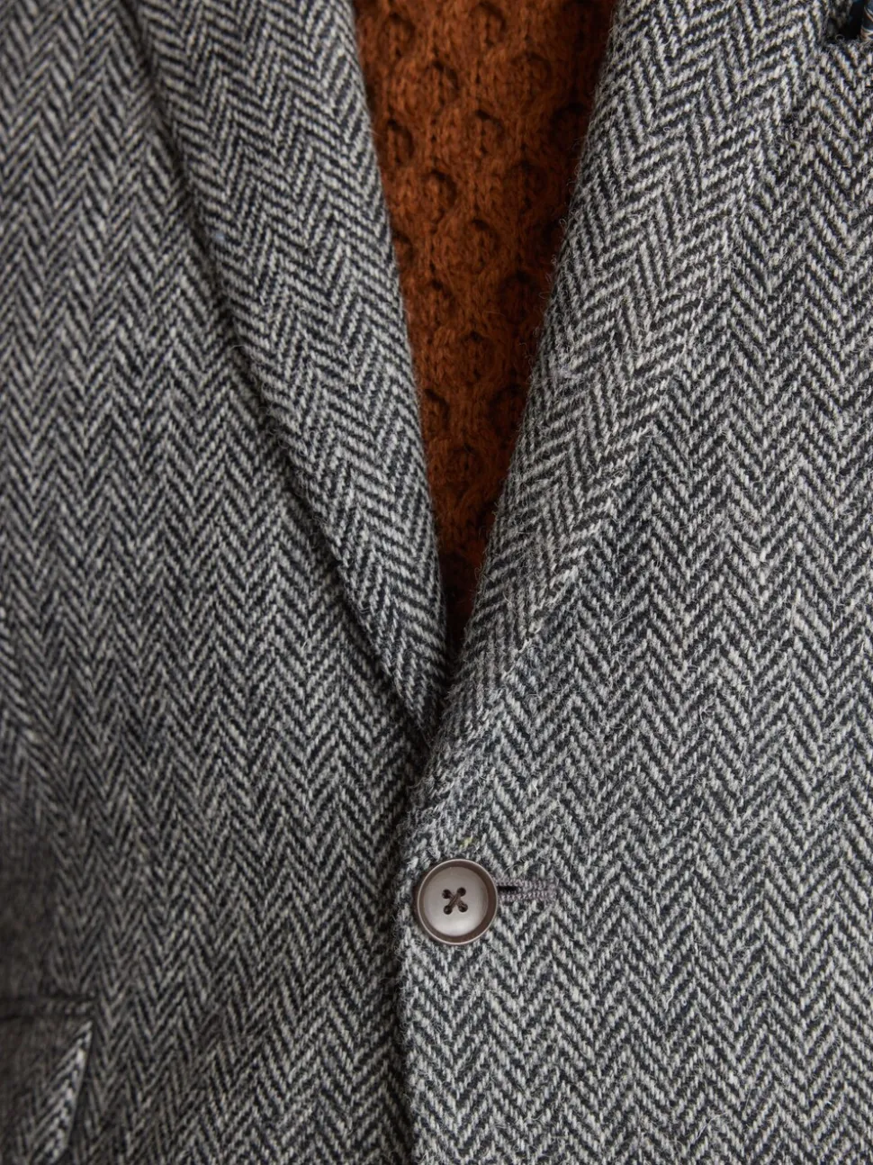 Grijs - Signature - Harris tweed Britse wollen blazer