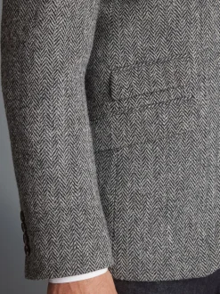 Grijs - Signature - Harris tweed Britse wollen blazer