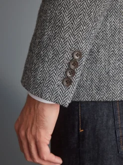 Grijs - Signature - Harris tweed Britse wollen blazer