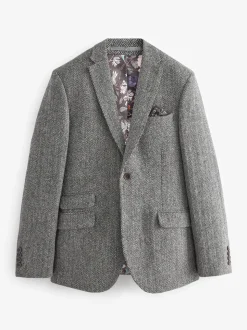 Grijs - Signature - Harris tweed Britse wollen blazer