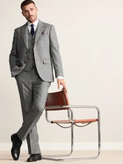 Grijs - Signature Abraham Moon 100% British Wool Donegal Suit Waistcoat