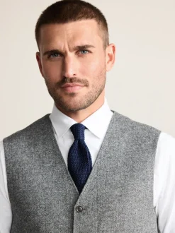 Grijs - Signature Abraham Moon 100% British Wool Donegal Suit Waistcoat