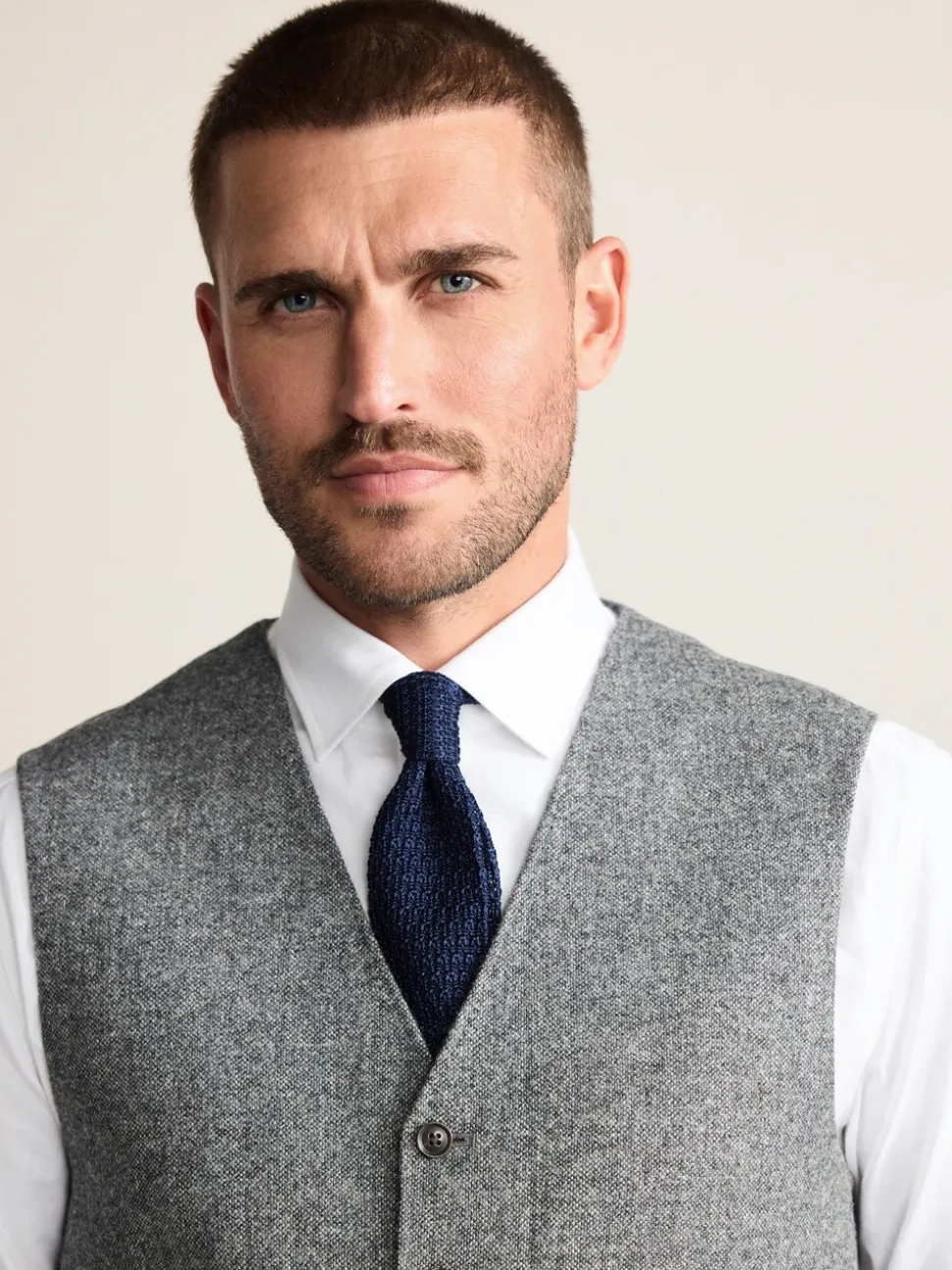 Grijs - Signature Abraham Moon 100% British Wool Donegal Suit Waistcoat