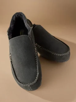 Grijs - Signature Kickdown suède moccasinpantoffels