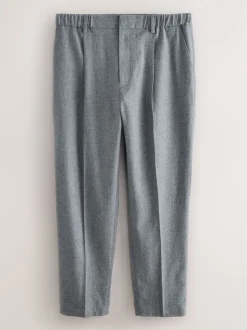 Grijs - Signature Regular Tapered 100% REDA Marino Wool Smart Trousers With Elasticated Back