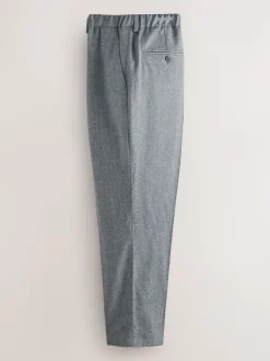 Grijs - Signature Regular Tapered 100% REDA Marino Wool Smart Trousers With Elasticated Back