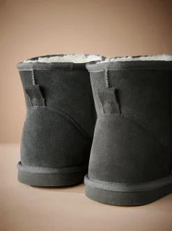 Grijs - Signature Suede Slipper Boots with Faux Fur Lining