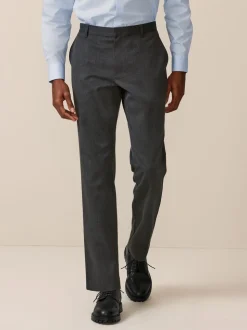 Grijs - Slim Fit - 2 Modieuze broeken zonder bandplooi