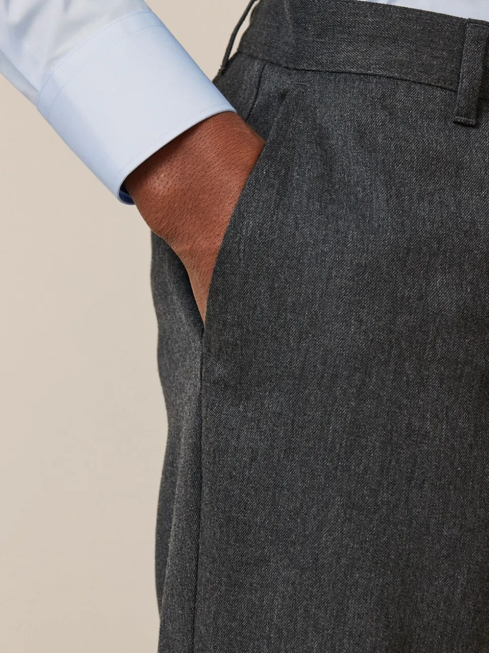 Grijs - Slim Fit - 2 Modieuze broeken zonder bandplooi