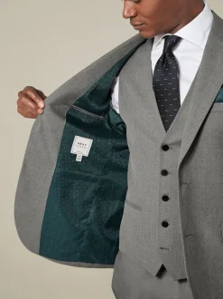 Grijs - Slim Fit - Kostuum met textuur: colbert