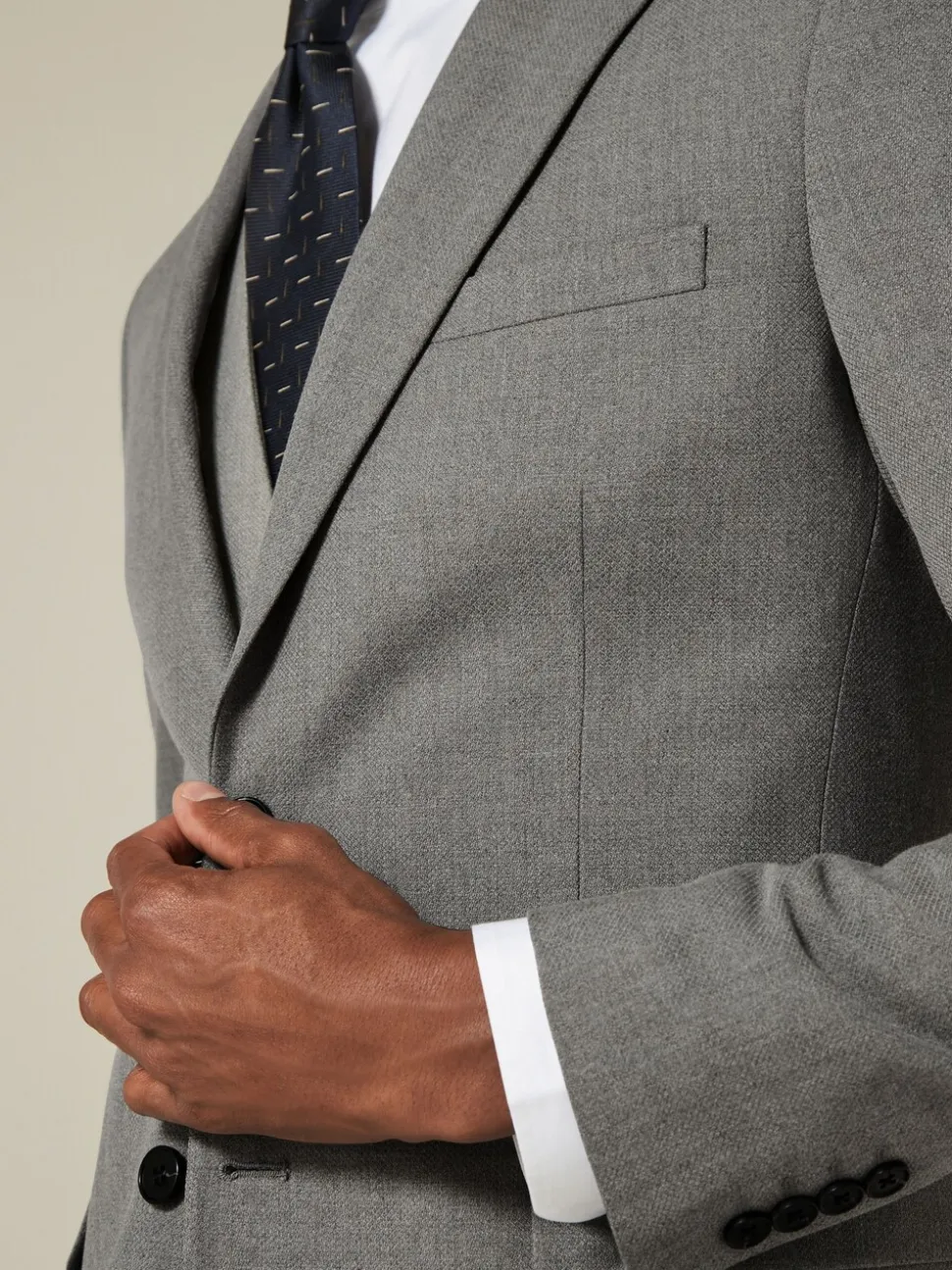 Grijs - Slim Fit - Kostuum met textuur: colbert