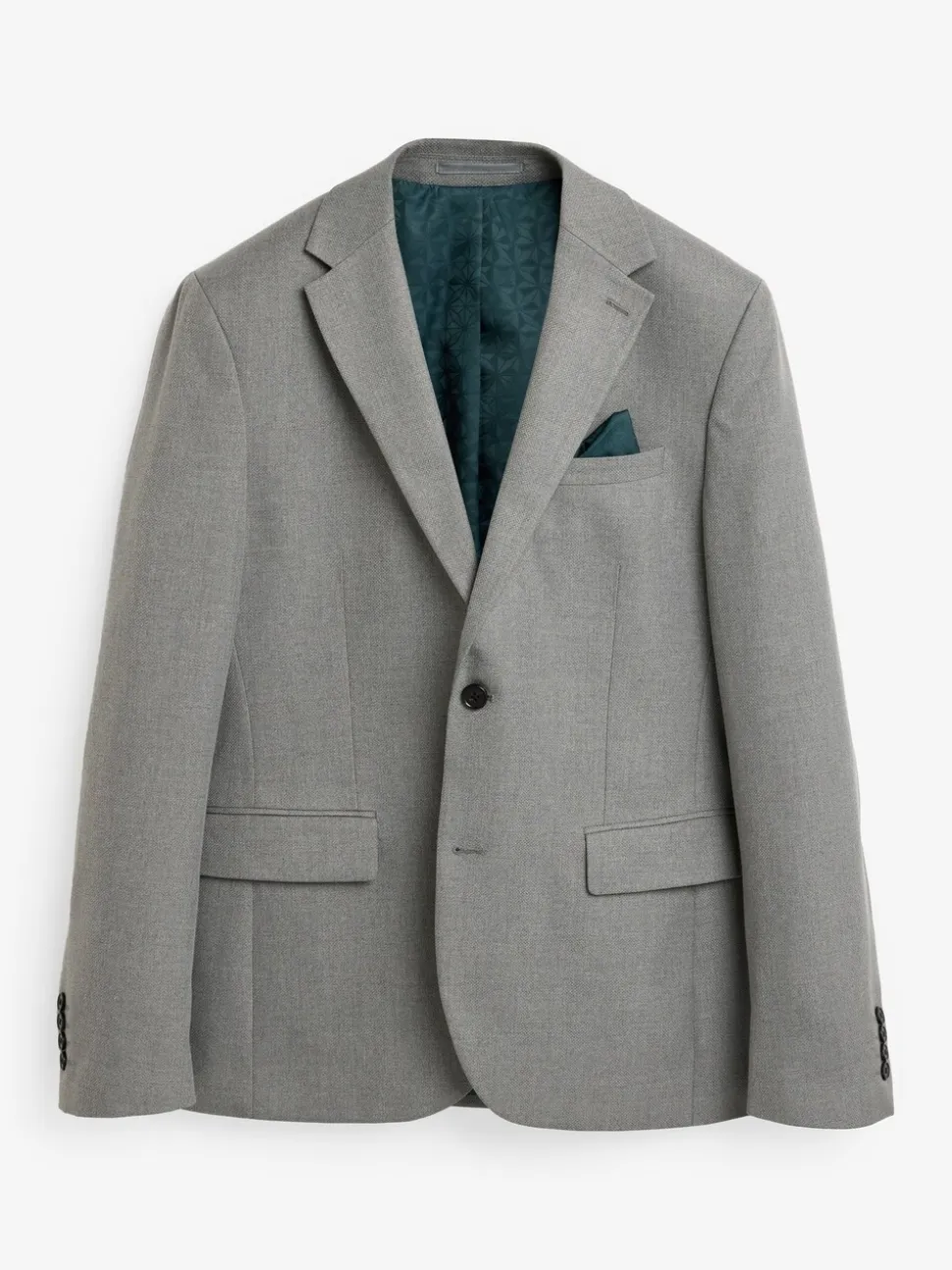 Grijs - Slim Fit - Kostuum met textuur: colbert