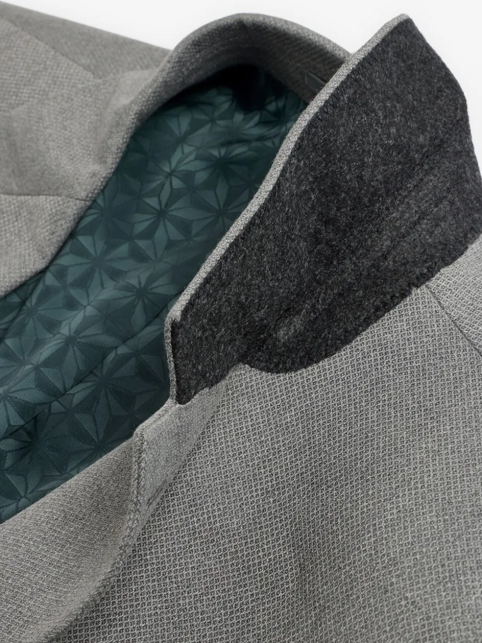 Grijs - Slim Fit - Kostuum met textuur: colbert