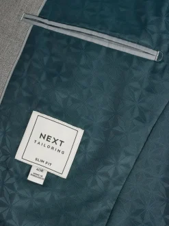 Grijs - Slim Fit - Kostuum met textuur: colbert